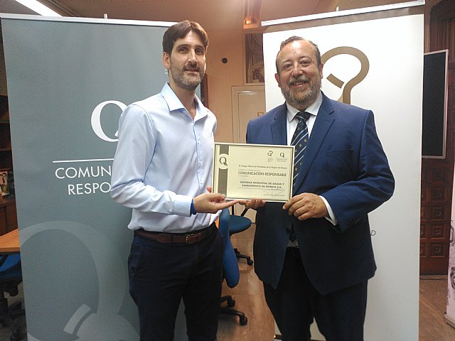 Aguas de Murcia obtiene el Sello de Comunicación Responsable del Colegio Oficial de Periodistas - 1, Foto 1