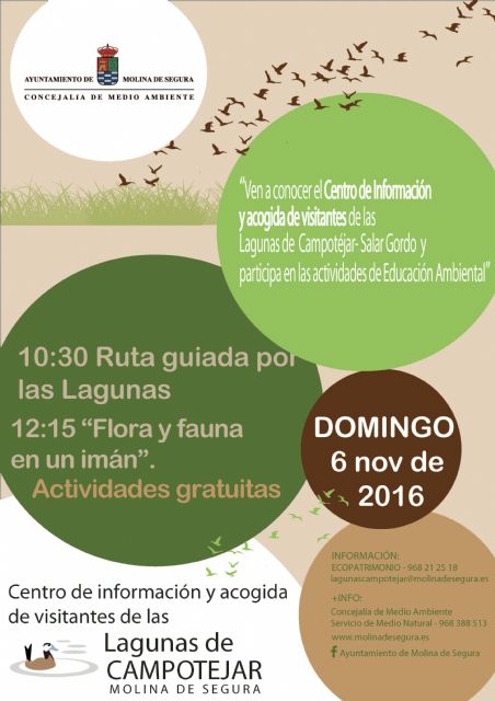 El Centro de Información y Acogida de Visitantes de Las Lagunas de Campotéjar de Molina de Segura ofrece nuevas actividades de educación ambiental el domingo 6 de noviembre - 1, Foto 1