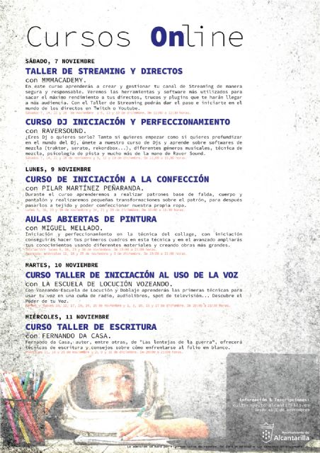 Abierto el plazo de inscripción para los cursos online de confección, pintura, escritura, locución, streaming e iniciación para DJs - 1, Foto 1