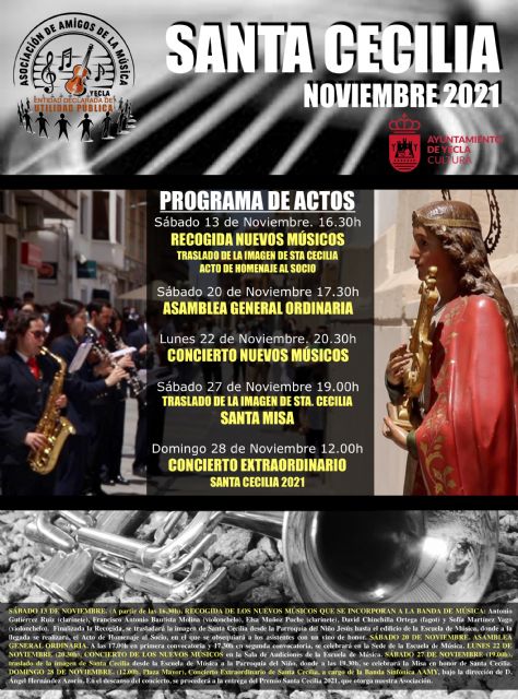La Asociación de Amigos de la Música de Yecla vuelve a programar actividades para conmemorar a Santa Cecilia, Patrona de la Música - 1, Foto 1