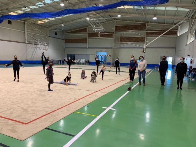 La Concejalía de Deportes instala un nuevo tapiz en el pabellón de Las Alamedas para los entrenamientos de los clubes de gimnasia rítmica de Lorca - 1, Foto 1