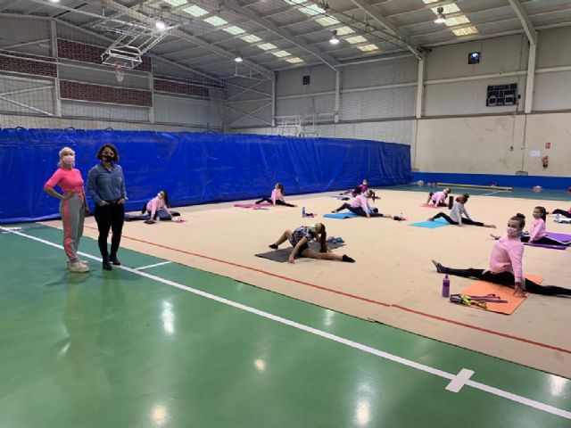 La Concejalía de Deportes instala un nuevo tapiz en el pabellón de Las Alamedas para los entrenamientos de los clubes de gimnasia rítmica de Lorca - 2, Foto 2