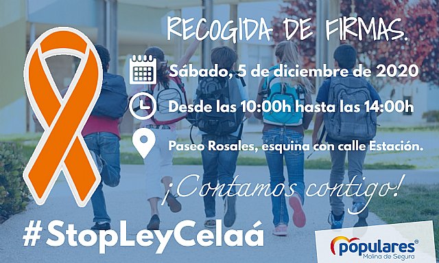El Partido Popular de Molina de Segura recogerá firmas este sábado contra la Ley Celaá - 1, Foto 1