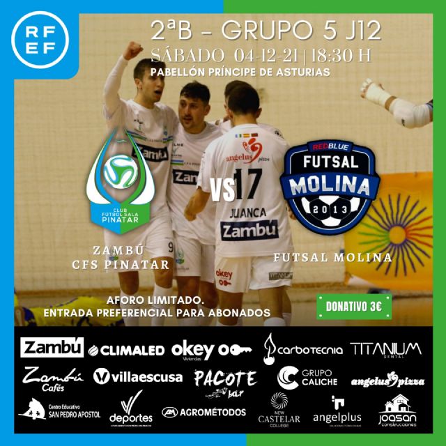 PREVIA: Zambú CFS Pinatar  Futsal Molina: derbi de altas aspiraciones en el Príncipe de Asturias - 1, Foto 1
