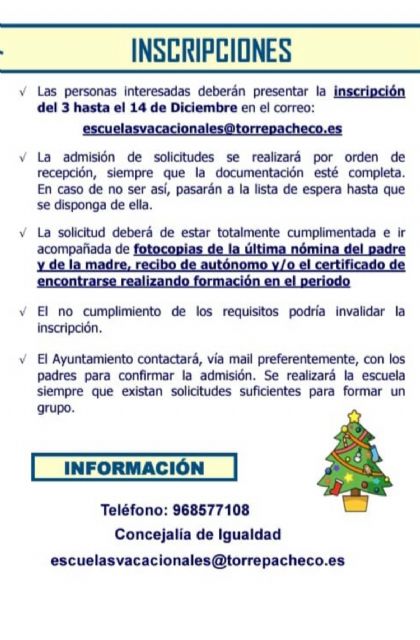 Abierto Plazo de Inscripción - Escuela de Navidad 2021/22 - 1, Foto 1