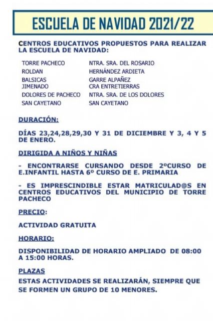 Abierto Plazo de Inscripción - Escuela de Navidad 2021/22 - 3, Foto 3