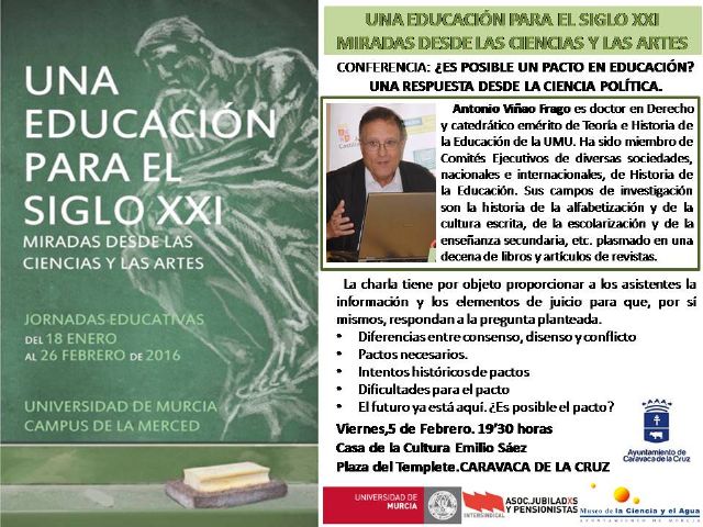 Antonio Viñao abre los actos previstos en Caravaca dentro de las jornadas 'Una educación para el siglo XXI' - 1, Foto 1