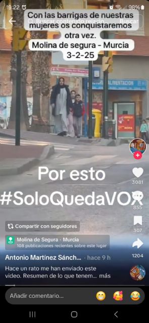 El PSOE de Molina de Segura denuncia el grave contenido xenófobo del vídeo difundido por el portavoz de VOX y primer teniente de alcalde - 1, Foto 1