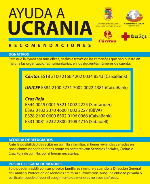 La Coordinadora Social de Jumilla informa de que la ayuda más eficaz a Ucrania es mediante donativos a través de las organizaciones humanitarias - 1, Foto 1
