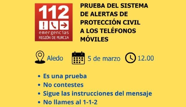 Prueban mañana en Aledo el envío de mensajes de alerta de emergencia a los teléfonos móviles - 1, Foto 1