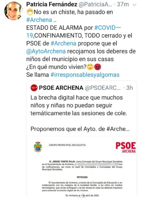 El PSOE de Archena lleva los deberes a casa a los niños sin Internet - 1, Foto 1