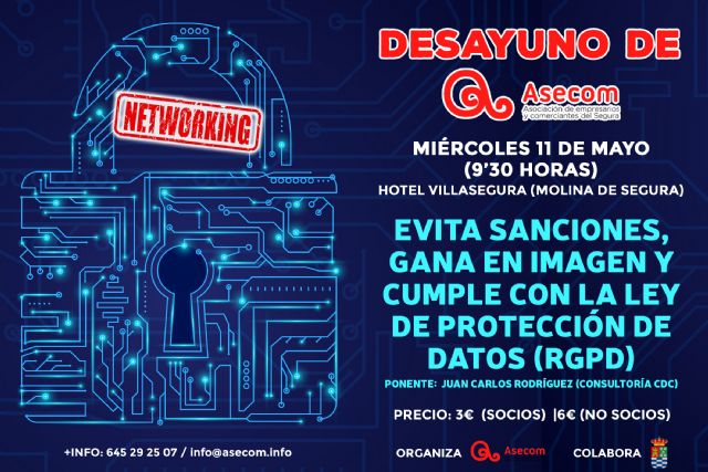 La ley de protección de datos, tema de interés en el desayuno de mayo de ASECOM - 1, Foto 1