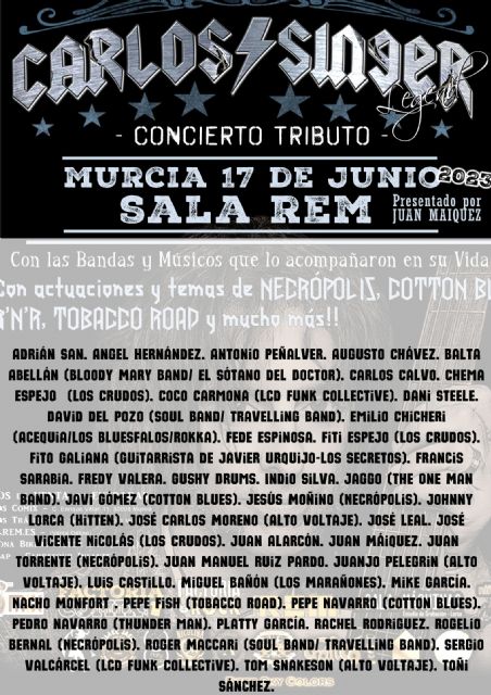 50 músicos se unen el 17 de junio en la Sala REM para brindar tributo al cantante murciano Carlos Singer - 1, Foto 1