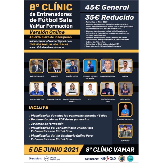 Mañana comienza el 8º Clínic de Entrenadores de Fútbol Sala organizado por VaMar Formación - 1, Foto 1