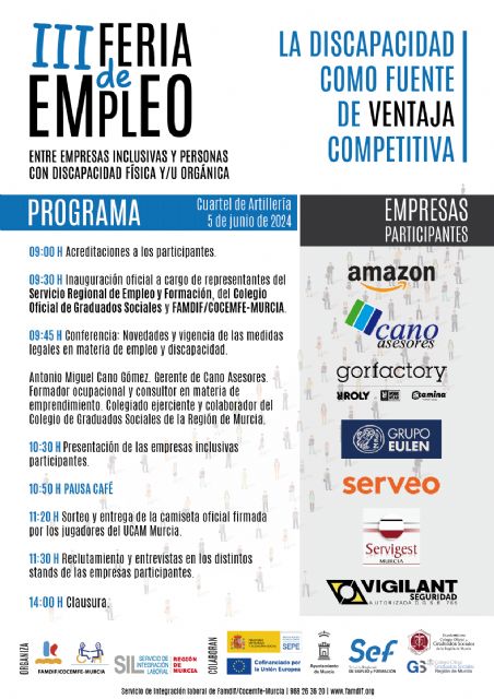 Llega la III Feria de Empleo para personas con discapacidad física y/u orgánica de FAMDIF/COCEMFE-MURCIA - 2, Foto 2