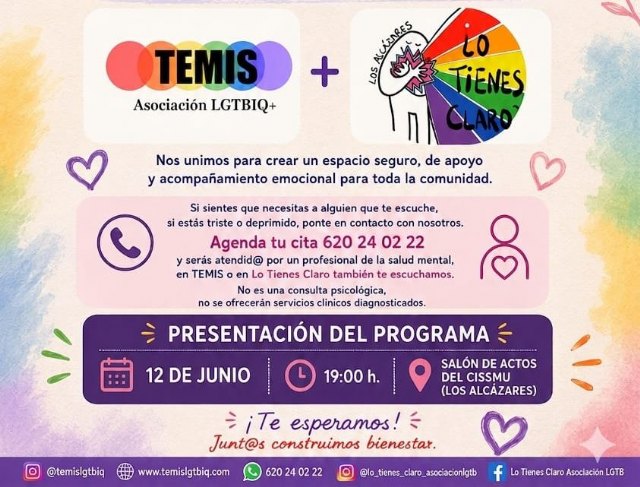 Lo Tienes Claro y TEMIS LGTBIQ+ unen fuerzas en Los Alcázares para ofrecer apoyo psicoemocional gratuito al colectivo con el programa Nena, ¿Estás Bien? - 2, Foto 2