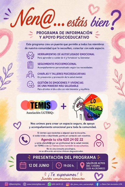 Lo Tienes Claro y TEMIS LGTBIQ+ unen fuerzas en Los Alcázares para ofrecer apoyo psicoemocional gratuito al colectivo con el programa Nena, ¿Estás Bien? - 3, Foto 3