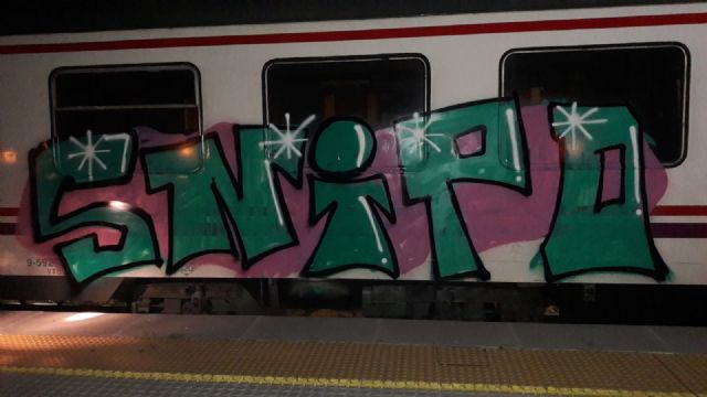 La Policía Local de Lorca detiene a un joven por realizar pintadas en un tren de cercanías en la estación de Sutullena - 1, Foto 1