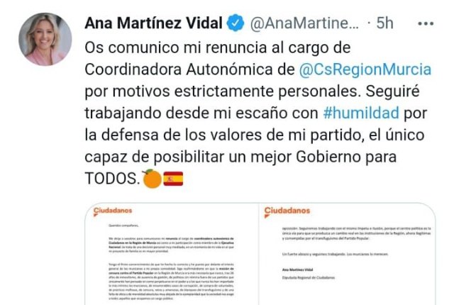 Dimite como coordinadora autonómica de Ciudadanos en la Región de Murcia Ana Martínez Vidal por motivos personales - 1, Foto 1