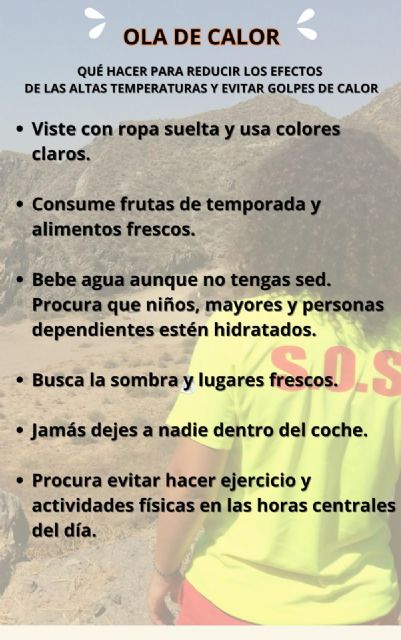 El Ayuntamiento de Lorca insta a la población a extremar las medidas de protección ante la previsión de altas temperaturas - 3, Foto 3