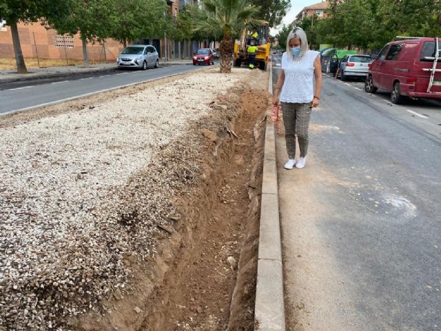 El Ayuntamiento acondiciona la mediana en la calle Pintor Muñoz Barberán de El Palmar - 1, Foto 1