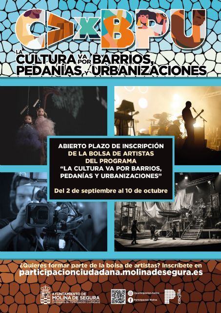 Abierta la inscripción para la Bolsa de Artistas del programa La Cultura va por Barrios, Pedanías y Urbanizaciones en Molina de Segura - 1, Foto 1