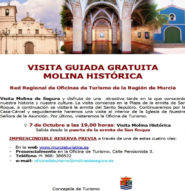 La Concejalía de Turismo de Molina de Segura organiza la visita guiada gratuita MOLINA HISTÓRICA el sábado 7 de octubre - 1, Foto 1