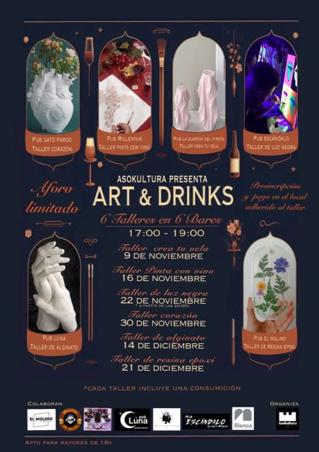 El Ayuntamiento de Blanca, Asokultura y los pubs de Blanca invitan a explorar el lado artstico a travs de Art & Drinks, Foto 2