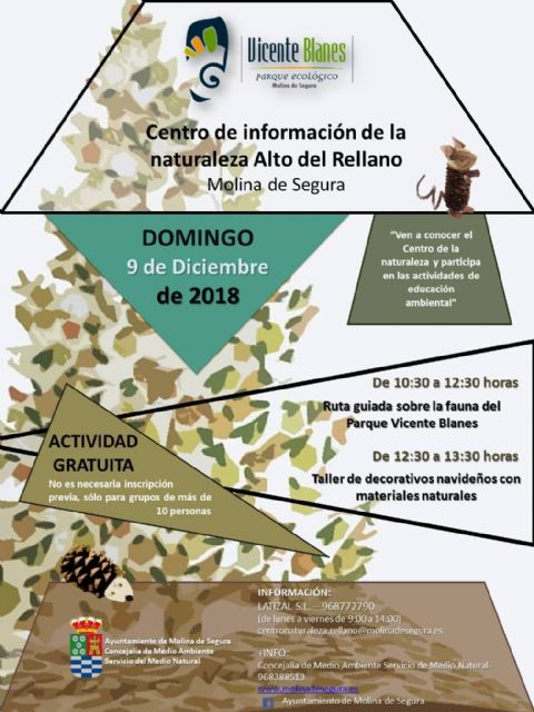 El Centro de Información de la Naturaleza Alto del Rellano de Molina de Segura organiza un taller de decoración navideña con materiales naturales el domingo 9 de diciembre - 1, Foto 1