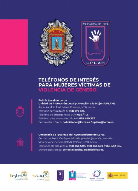 El Ayuntamiento de Lorca edita folletos y tarjetas con información de los principales recursos de emergencias, atención policial e información y asesoramiento para víctimas de violencia de género - 2, Foto 2