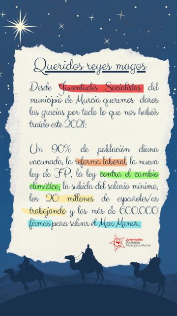 Juventudes Socialistas del Municipio de Murcia agradece a los reyes magos la llegada del PSOE a la alcaldía de Murcia - 2, Foto 2