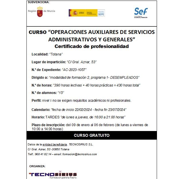 Curso operaciones auxiliares de servicios administrativos y generales, Foto 2