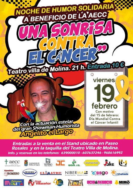 El Teatro Villa de Molina acoge la Noche de Humor Solidaria Una sonrisa contra el cáncer a beneficio de la AECC el viernes 19 de febrero - 1, Foto 1