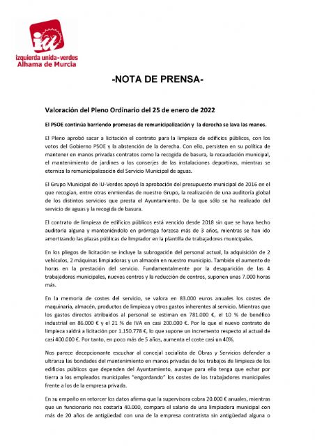 El PSOE continúa barriendo promesas de remunicipalización y  la derecha se lava las manos - 1, Foto 1