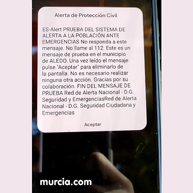 Así fue el simulacro del sistema de alertas Es-Alert en Aledo - 2, Foto 2
