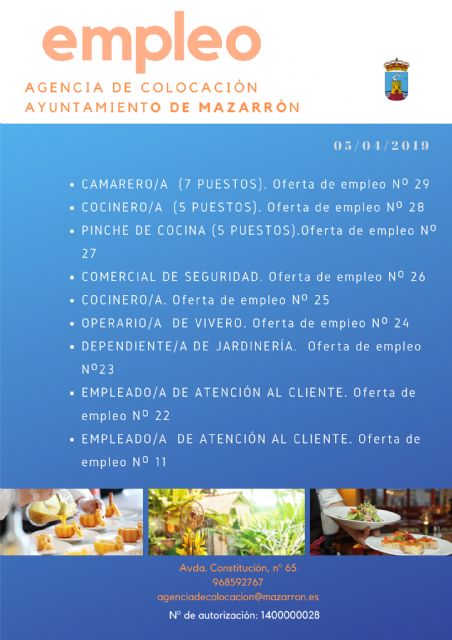 Ofertas de empleo de la agencia municipal 05/04/2019, Foto 1