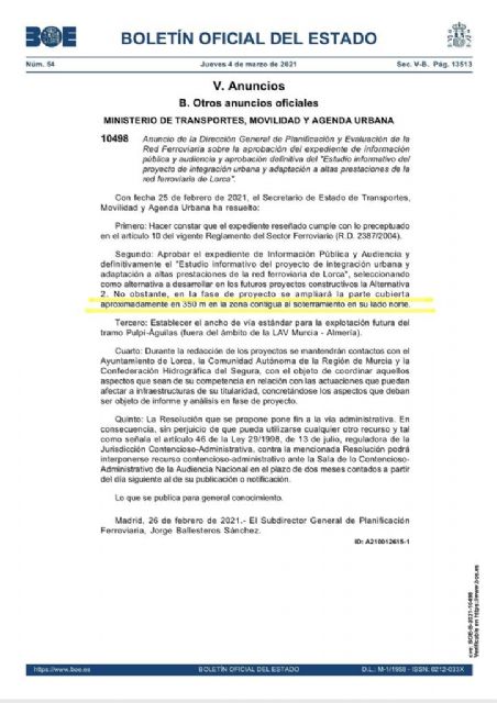 Isabel Casalduero: da la sensación de que lo que quiere el PP de Lorca es que el proyecto de soterramiento para nuestra ciudad se quede en esos insuficientes 2,5 kilómetros que ellos dejaron comprometidos - 1, Foto 1