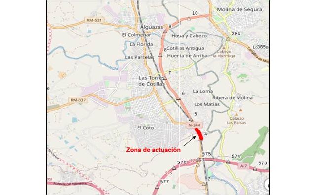 Mitma adjudica por 936.687 euros las obras para la reordenación y mejora del acceso a la N-344 en el km 4,300 en Las Torres de Cotillas - 2, Foto 2