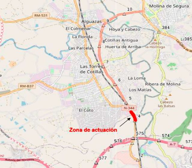 El Gobierno central adjudica las obras para la reordenación y mejora del acceso a la N-344 a Las Torres de Cotillas - 1, Foto 1