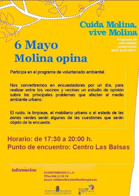 El Ayuntamiento de Molina de Segura desarrolla la actividad de voluntariado ambiental Molina Opina el viernes 6 de mayo - 1, Foto 1