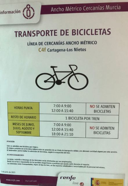 Transporte de bicicletas en la línea de FEVE Cartagena - Los Nietos - 3, Foto 3