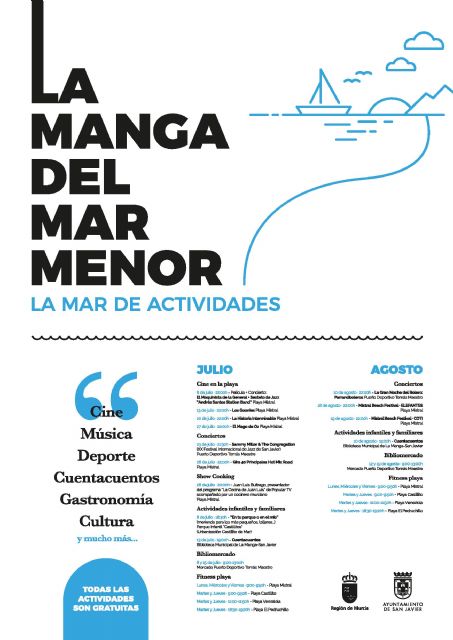 Los Parrandboleros, el Mistral Beach Festival con Coti, un ciclo de cine en la playa, el festival de jazz de San Javier con Sammy Miller & The Congregation, un Show Cooking, cuentacuentos y fitness playa animarán el verano en La Manga del Mar Menor - 2, Foto 2