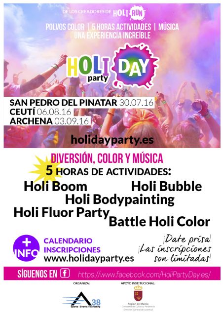 Archena se llenará de colorido y diversión con la ´Holi Day Party´ el 3 de septiembre - 1, Foto 1