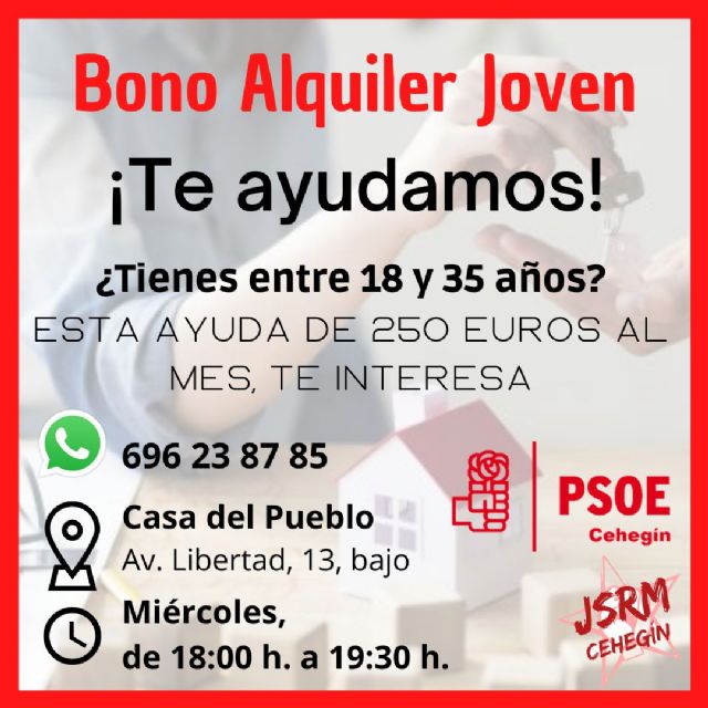 El PSOE de Cehegín establece un servicio de información y ayuda sobre el bono alquiler joven - 1, Foto 1