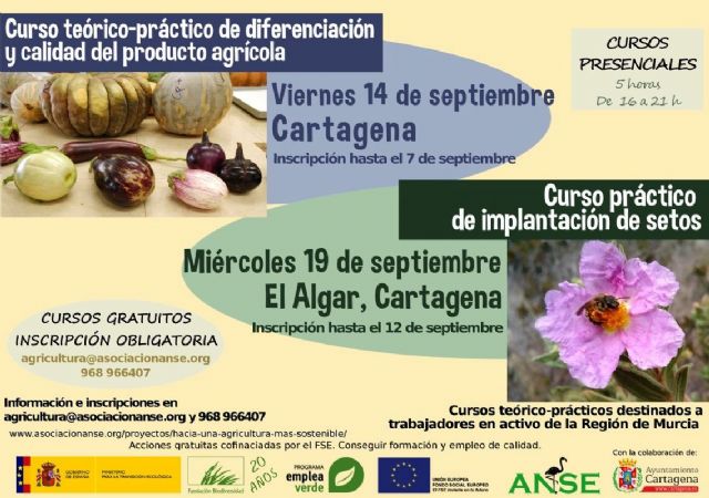 Los trabajadores de Cartagena interesados en la agricultura sostenible podrán mejorar sus conocimientos con dos cursos gratuitos - 1, Foto 1