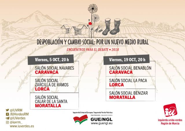 IU-Verdes organiza junto al GUE unas jornadas sobre despoblación en seis pedanías de Lorca, Caravaca y Moratalla - 1, Foto 1