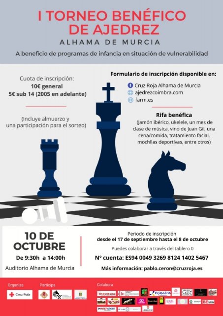 Inscrbete en el I Torneo Benfico de Ajedrez que organiza Cruz Roja, Foto 1