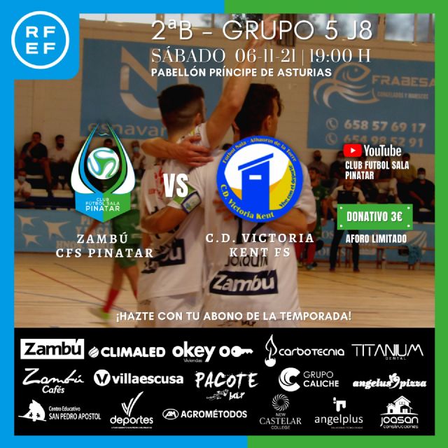 PREVIA: Zambú CFS Pinatar - CD Victoria Kent: el Zambú buscará reengancharse con la victoria ante el CD Victoria Kent - 1, Foto 1