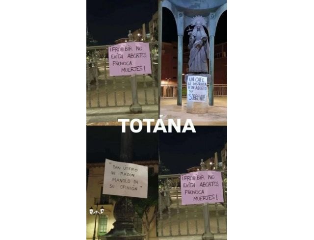 Aparecen carteles en Totana contra las declaraciones del edil no adscrito sobre el aborto, Foto 3