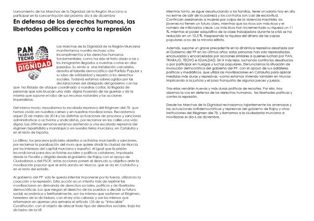 Llamamiento de las Marchas de la Dignidad de la Región Murciana a participar en la concentración del próximo día 6 de diciembre - 1, Foto 1